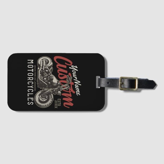 バイクレパーソナライズされたベルクルーザーバイクもしくは自転車に乗る人ガレージ ラゲッジタグ (正面横)