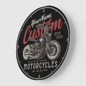 バイクレパーソナライズされたベルクルーザーバイクもしくは自転車に乗る人ガレージ ラージ壁時計 (傾斜)