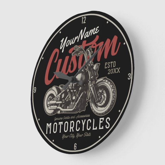 バイクレパーソナライズされたベルクルーザーバイクもしくは自転車に乗る人ガレージ ラージ壁時計 (傾斜)