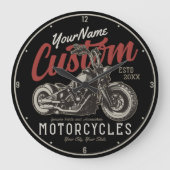 バイクレパーソナライズされたベルクルーザーバイクもしくは自転車に乗る人ガレージ ラージ壁時計 (正面)