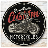 バイクレパーソナライズされたベルクルーザーバイクもしくは自転車に乗る人ガレージ ラージ壁時計