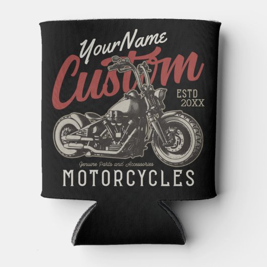 バイクレパーソナライズされたベルクルーザーバイクもしくは自転車に乗る人ガレージ 缶クーラー (正面)