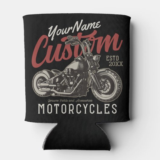 バイクレパーソナライズされたベルクルーザーバイクもしくは自転車に乗る人ガレージ 缶クーラー (裏面)