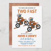 バイクレーシングツーファスト誕生日ボーイズジョイントパーティー 招待状 (正面/裏面)