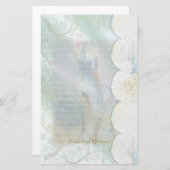 バイクレースに乗った女性ブルーのドレフェイクスが並んだ 便箋 (正面/裏面)