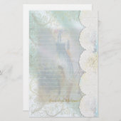 バイクレースに乗った女性ブルーのドレフェイクスが並んだ 便箋 (正面/裏面)