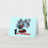 バイクレースの1回目の誕生日Tシャツと贈り物 カード (正面)