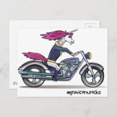 バイク上のバダス・ユニコーン – ナルハルテス・アインホーン ポストカード (正面/裏面)
