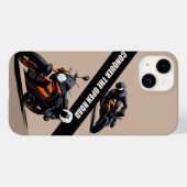 バイク乗りとバイカーのためのブラックオレンジオートバイ Case-Mate iPhoneケース (裏面 (横))