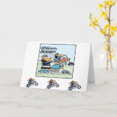 バイク乗りのカートのグリーティングカード カード (黄色い花)