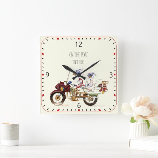 バイク乗りの人 スクエア壁時計 (ホーム)