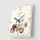 バイク乗りの人 スクエア壁時計 (傾斜)