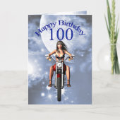バイク乗りの女の子の誕生日カード カード (正面)