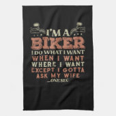 バイク乗りは自由奔放 おもしろい オートバイ キッチンタオル (縦)
