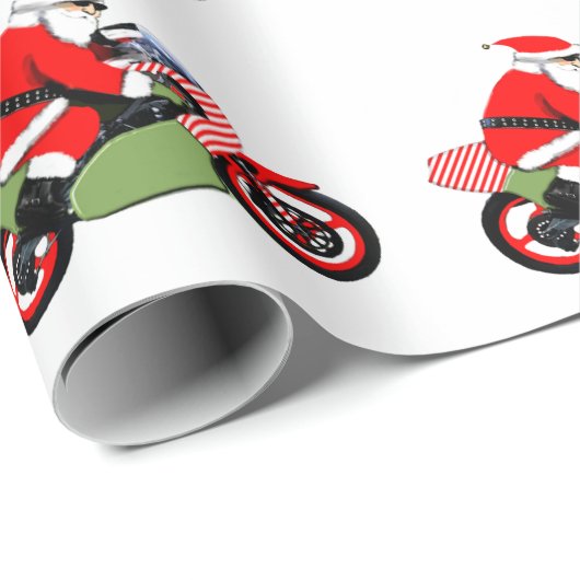 バイク乗りサンタのクリスマス包装紙 ラッピングペーパー (ロールコーナー)