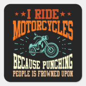 バイク乗りライダーグラフィックおもしろいグラフィック スクエアシール (正面)