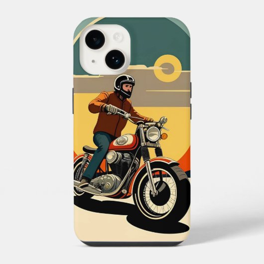 バイク乗りレトロスタイル 🌅 iPhoneケース (裏面)