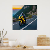 バイク乗り向けの山道の景色 ポスター (キッチン)