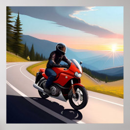 バイク乗り向けの山道バイクシーン ポスター