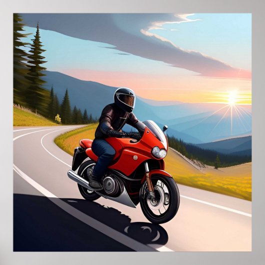 バイク乗り向けの山道バイクシーン ポスター (正面)