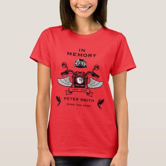 バイク乗り故人の追悼 Tシャツ (正面)