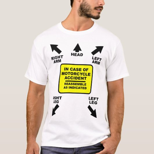 バイク事故 ジョークTシャツ ユーモア Tシャツ (正面)