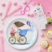 バイク付き若い女の子紙プレート – 愛 ペーパープレート (パーティー)