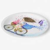 バイク付き若い女の子紙プレート – 愛 ペーパープレート (アングル)