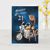 バイク付き21歳の誕生日カード カード (黄色い花)