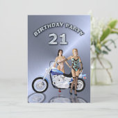 バイク付き21歳の誕生日パーティの招待状 招待状 (スタンド正面)