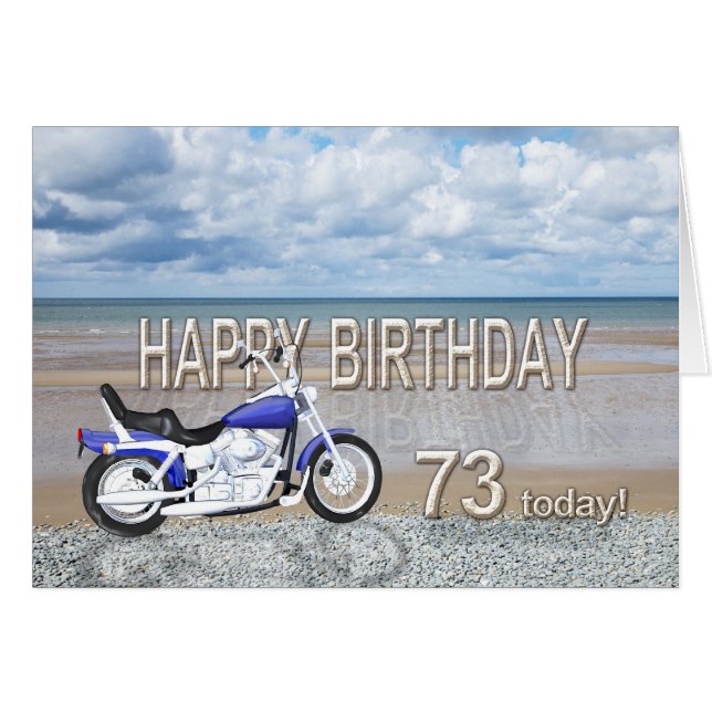 バイク付き73歳の誕生日カード (正面横)