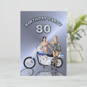 バイク付き80歳の誕生日パーティーの招待状 招待状 (スタンド正面)