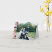 バイク写真結婚のサンキューカード カード (黄色い花)