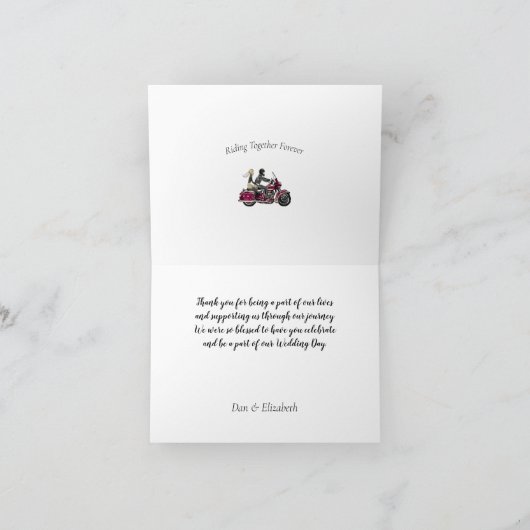バイク写真結婚のサンキューカード カード (内部)