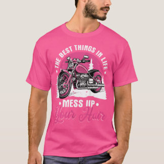 バイク好きな女性のためのおもしろいオートバイのデザイン Tシャツ