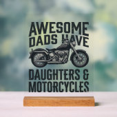 バイク好きな父と娘の引用 バンテージ風デザイン アクリルサイン (ニュートラル)