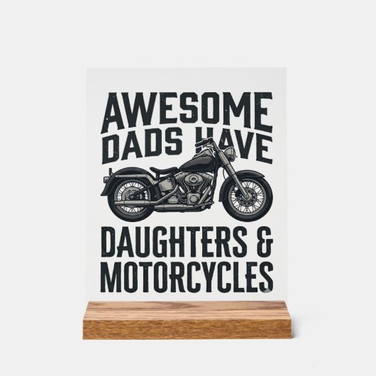 バイク好きな父と娘の引用 バンテージ風デザイン アクリルサイン (正面)
