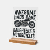 バイク好きな父と娘の引用 バンテージ風デザイン アクリルサイン (傾斜)