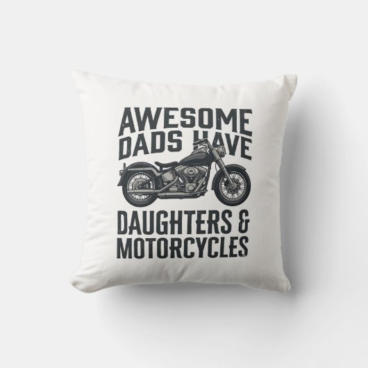 バイク好きな父と娘の引用 バンテージ風デザイン クッション (正面)