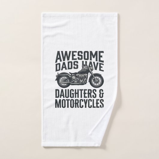 バイク好きな父と娘の引用 バンテージ風デザイン ハンドタオル (ハンドタオル)