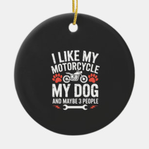 バイク好きな犬の嫌味な格言 イヌのユーモア セラミックオーナメント