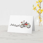 バイク好きな花婿花嫁の結婚式 ウェディング カード (黄色い花)