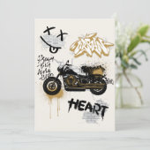 バイク好きの誕生日パーティー招待状 招待状 (スタンド正面)