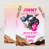 バイク少年 誕生日パーティーカード 招待状 (正面/裏面)