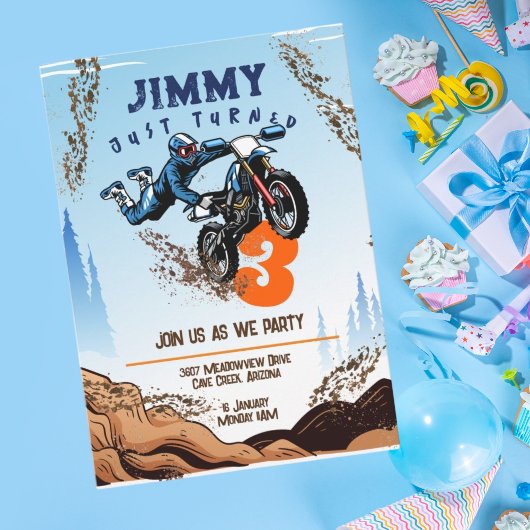 バイク少年 誕生日パーティーカード 招待状