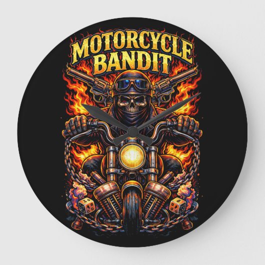 バイク強盗 ラージ壁時計 (正面)