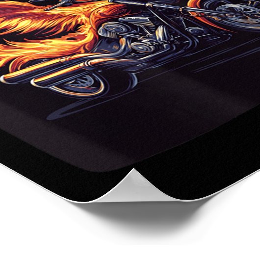 バイク愛好家を燃やすために炎の中にバイクの翼 ポスター (角)