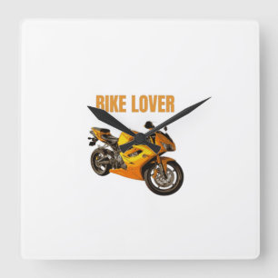 バイク愛好家 オートバイTシャツ スポーツバイクライダーD スクエア壁時計