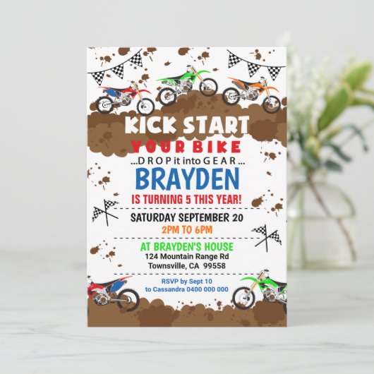 バイク招待状ダートバイクパーティの招待状 招待状 (スタンド正面)