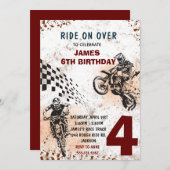 バイク招待状ダートバイクパーティの招待状 招待状 (正面/裏面)